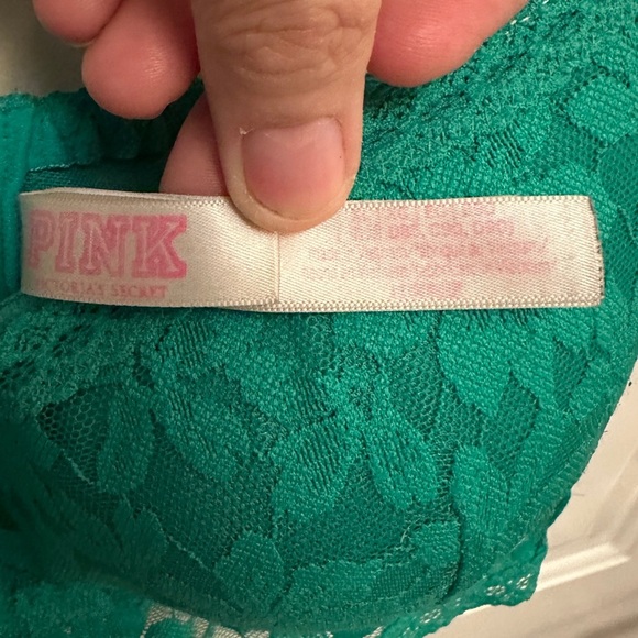 Victoria’s Secret PINK Lace bralette Push up Padded Underwire bra Green  Size XL - Picture 2 of 15